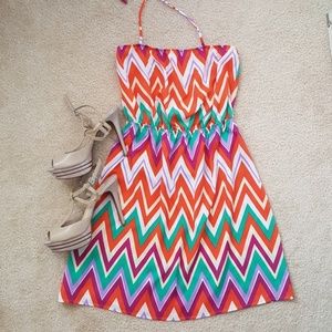 Willa Orange, Purple, Green, & White Chevron Print
